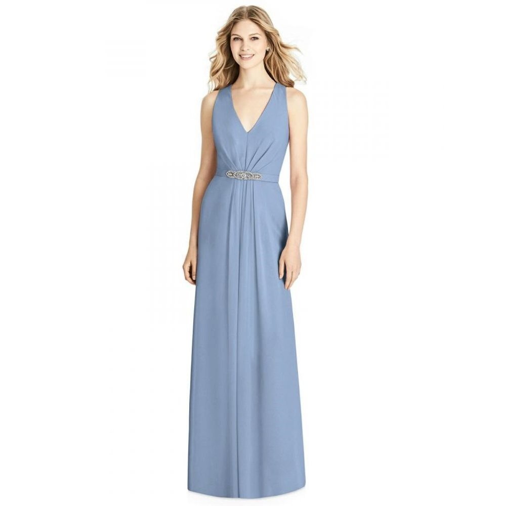 Jenny Packham Icelandic Blue Maxi V Neck Wedding Bridesmaid Dress P6141